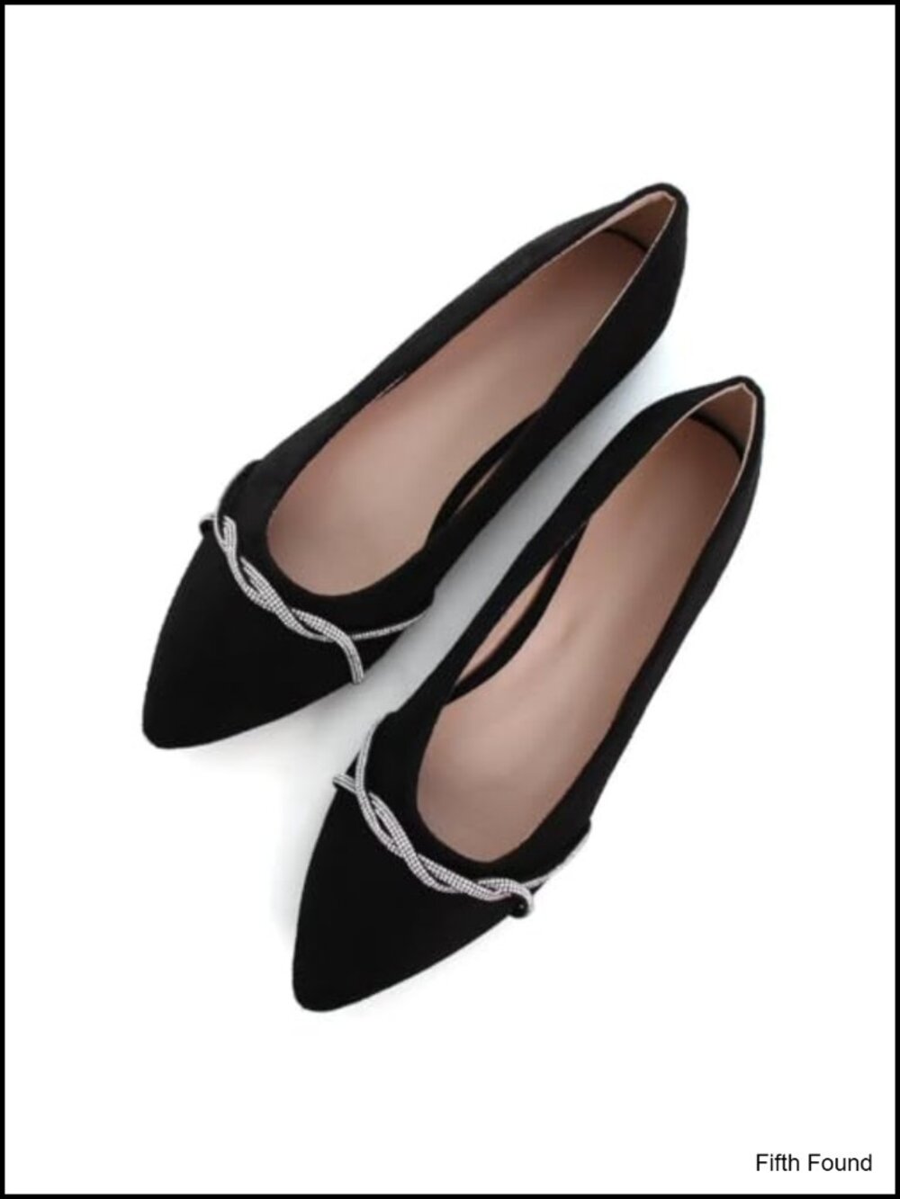 Women's Suede Pointed Toe Chain Ballet Flats Pull-On Casual
